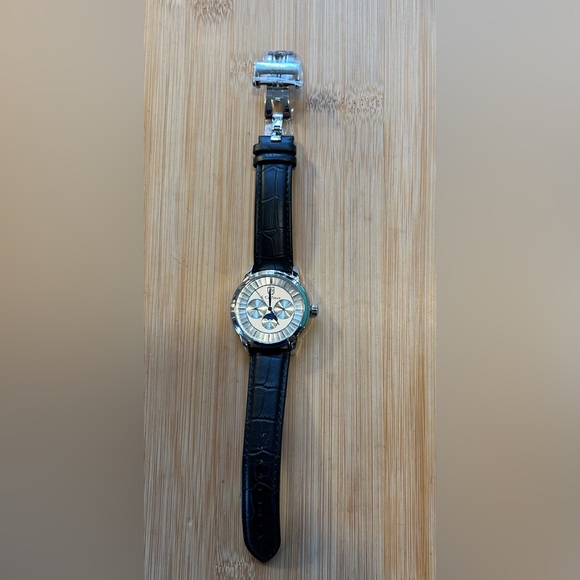 S Coifman Watch With 43mm Light Gold MoonPhase Chronograph Face & Black Band - Picture 4 of 6